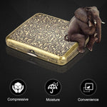 HASTHIP® 1 Piece Retro Cigarette Case with Gift Box Portable Cigarette Box for 20 Cigarettes Elegant Cigarette Box (Grass) Gifts for Men (Bronze, 9.5x8.4cm)