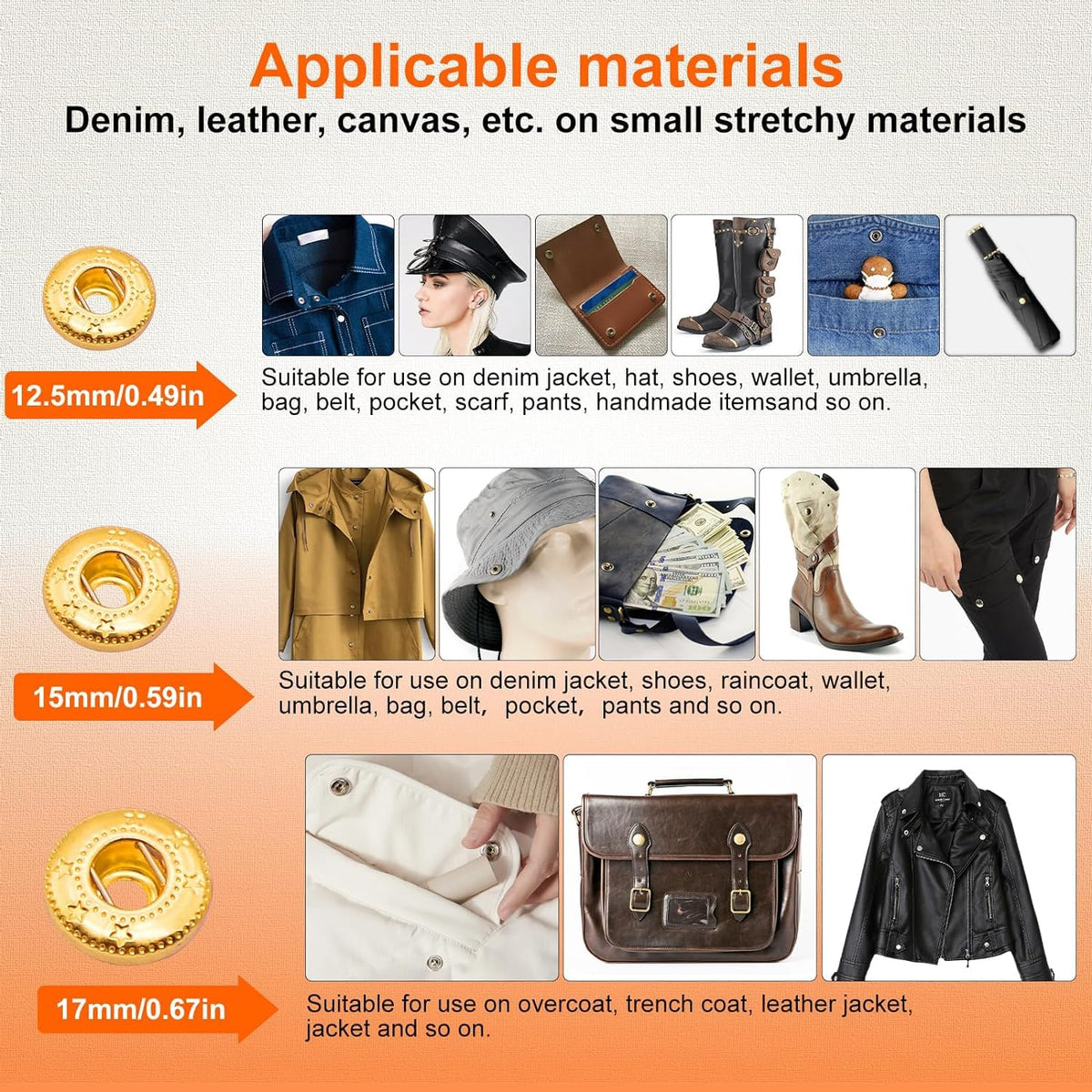 HASTHIP Metal Snap Button Set for DIY Clothes and Leather Crafts with 4 Setter Tools | 120 Sets 12.5mm Copper Zinc Alloy Fasteners in 6 Colors