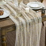 HASTHIP® Modern Table Runner 75x300cm, Extra Long Table Cover for Dining Table, Minimalist Fabric Table Runner with Gold Foil Accents, Decorative Tablecloth for Home Party Wedding Banquet Decor
