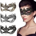 HASTHIP® 3 Piezas Máscaras Venecianas para Mujer,Máscaras de Encaje Negra Dorada Plateada,Antifaz de Fiesta para Halloween Carnaval Baile Disfraces y Eventos Noche