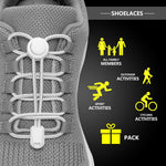 HASTHIP® Cordones Elásticos sin Nudos, Agujetas Deportivas con Sistema de Cierre Rápido, Ajustables y Resistentes al Agua para Zapatillas, Botas de Senderismo y Calzado Casual (Gris)