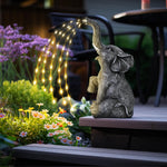 HASTHIP Elephant Resin Statue for Garden and Home Decor with Solar Starry Light 4.5x5.3x10.6 in