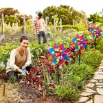 5Pcs Bird Repellent for Balcony, Colorful Reflective Pinwheels Pigeon Scarer, Ornamental 8-blade Windmill Anti Bird Device for Roof Edge, Fence, Garden Yard Lawn