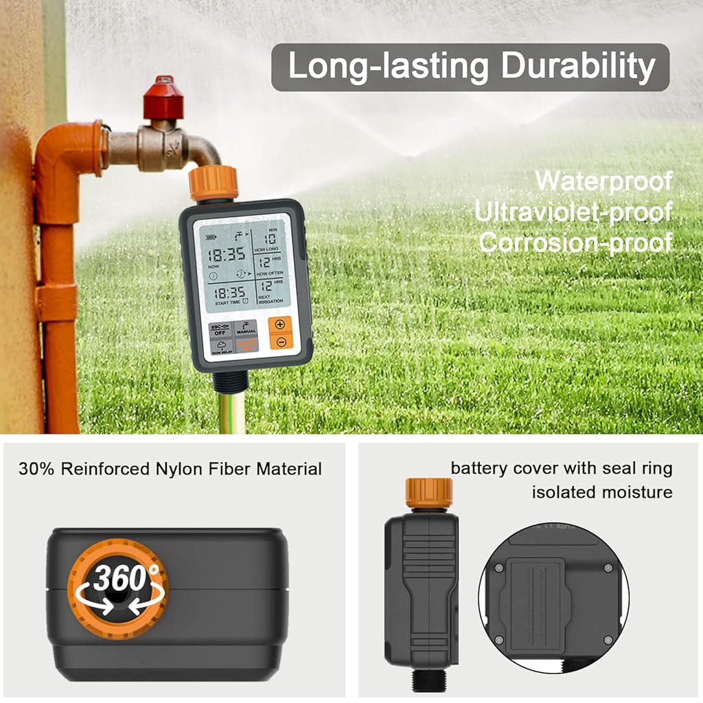 HASTHIP® Drip Irrigation Timer for Garden Farm, Programmable Automatic Watering System, Waterproof Digital Timer for Lawns Yellow 2PCS