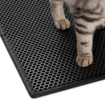 HASTHIP® Cat Litter Mat, Litter Box Mat Honeycomb Double Layer Cat Litter Tray, Waterproof EVA Material Durable and Washable Cat Play Mat, Easy Clean and Filter Any Cat Litter Sand(Black, 45 * 60CM)