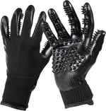 HASTHIP® Guantes de Aseo para Mascotas con Diseño de Cinco Dedos,Eliminador Pelo Suave para Baño y Masaje,Correa Ajustable Gatos Perros y Caballos – Negro Talla L