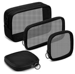 HASTHIP® Neceser de Viaje Impermeable para Hombre y Mujer,Set de 4 Bolsas Organizadoras Maquillaje y Aseo,Cosmetiquera Malla con Cremallera Pouch Tocador Accesorios - Negro