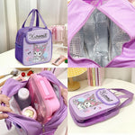 HASTHIP® Insulated Lunch Bag Kawaii Cartoon Kuromi Lunch Box Bag Handbag Bento Bag School Lunch Bag for Girls Picknic Food Bag, 20x13.5x23cm