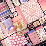 HASTHIP Scrapbook Stickers Kit for Journals and Planners with 346 pcs A6 Grid Notebook | Vintage Papers and Washi Tapes for DIY Crafts