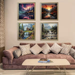 HASTHIP® 12PCS DIY Diamond Art Painting Kit 5D Hyper-Realistic Scenery Wall Decor Beginners Supplies Home Gift 11.8 x 11.8 Inch