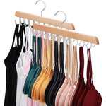 HASTHIP® 2 Pack Bra Hanger for Closet Organizer, Premium Wooden Hangers with 40 Foldable Hooks, 360° Rotating Design, Space Saving Storage for Tank Tops, Bras, Scarves and More