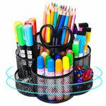 HASTHIP® Pen Stand Pen Organizer for Study Table,360° Rotating Mesh Desk Organizer with 7 Compartments