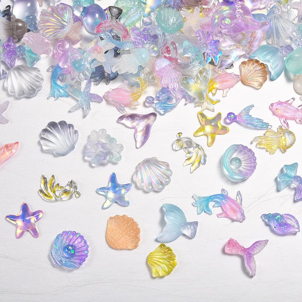 HASTHIP® 50pcs Ocean Series Nails Charms 3D Resin Nail Art Supplies