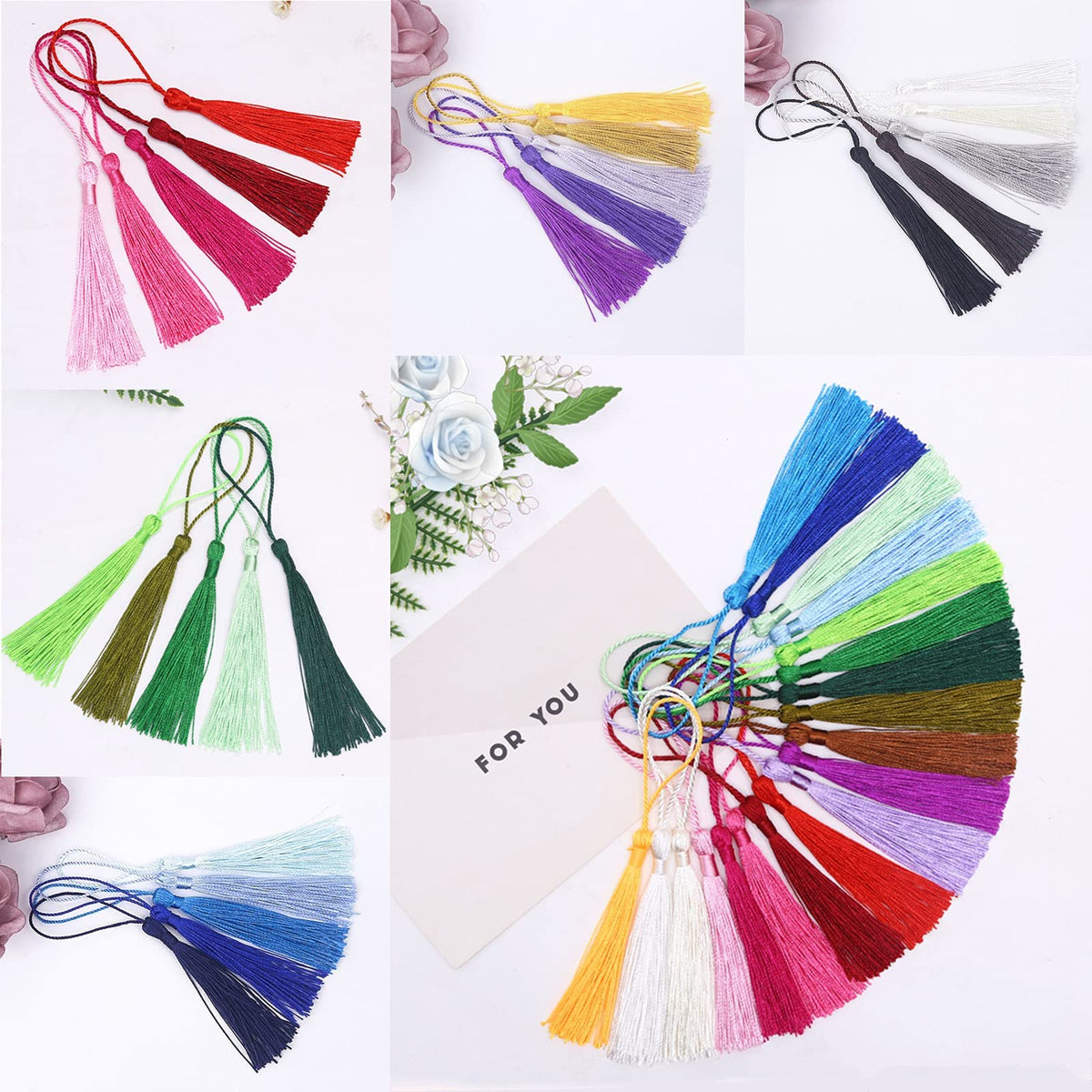 HASTHIP Tassels for Sarees Pallu and DIY Crafts with Loop 152 Pcs in 38 Colors | Polyester
