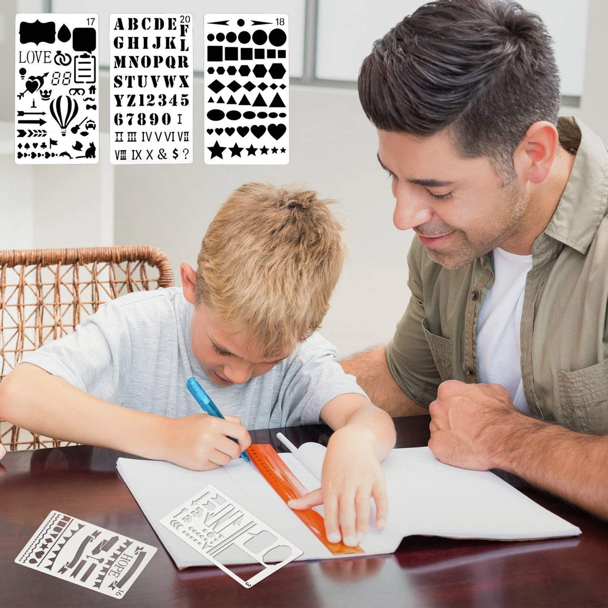 HASTHIP Journal Stencil Set for DIY Art and Scrapbook Projects with 20 PCS 4x7 in PET Templates | Safe for Kids and Adults