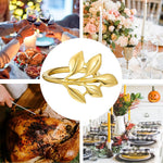 HASTHIP® 12Pcs Gold Leaf Napkin Rings, Elegant Metal Napkin Holders for Wedding, Dinner, Banquet, Festival and Holiday Table Decorations, Durable and Reusable Table Accessories