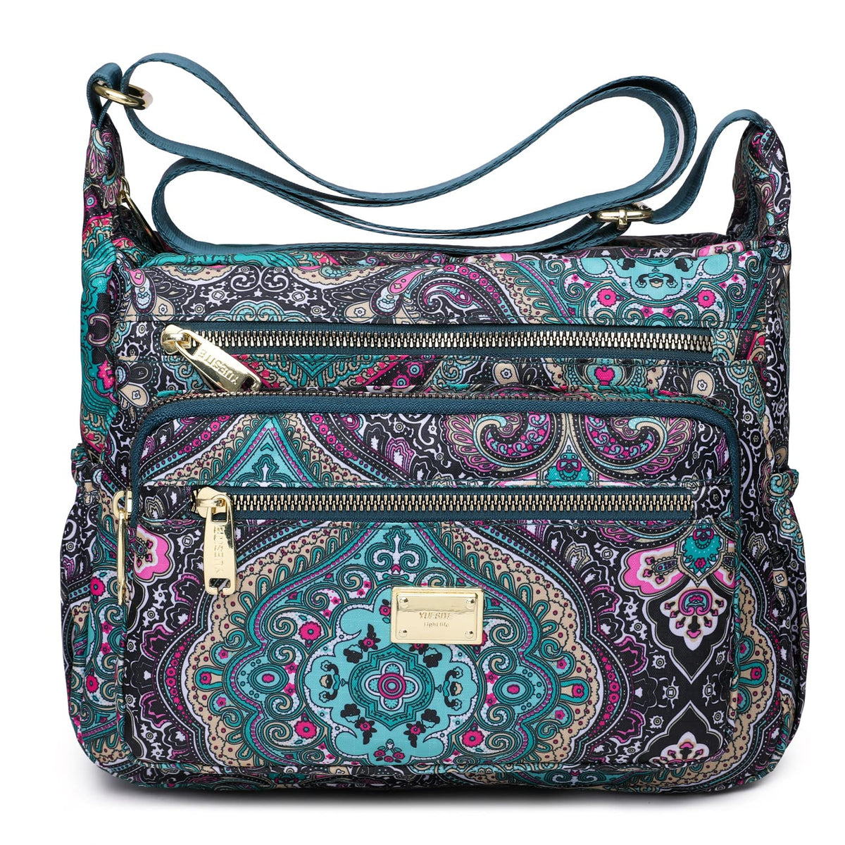 HASTHIP® Bolso Bandolera Mujer Nylon Impermeable Estilo Kipling Mini Crossbody Bag con Múltiples Compartimentos y Correa Ajustable para Viaje y Uso Diario (10.2x3.9x8.2 inch)