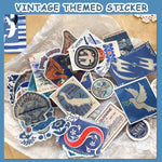 HASTHIP Scrapbook Stickers Kit for Journaling with 84 Paper Pieces including Notebook and Frames | Blue Vintage DIY Supplies