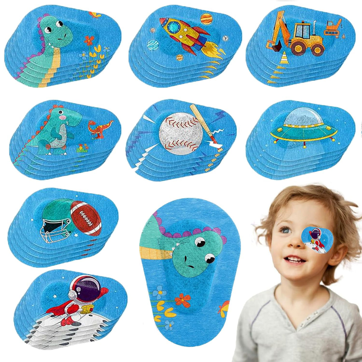HASTHIP® 40 Parches Oculares Infantiles con Diseño de Dibujos Animados, Algodón Transpirable y Suave, Adhesivo para Ojo Perezoso Ambliopía Estrabismo, Recuperación Postoperatoria 3x2 Pulgada