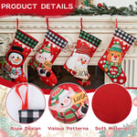 HASTHIP Christmas Stockings Set for Tree and Home Decor with 4 Designs | Santa Reindeer Snowman Style