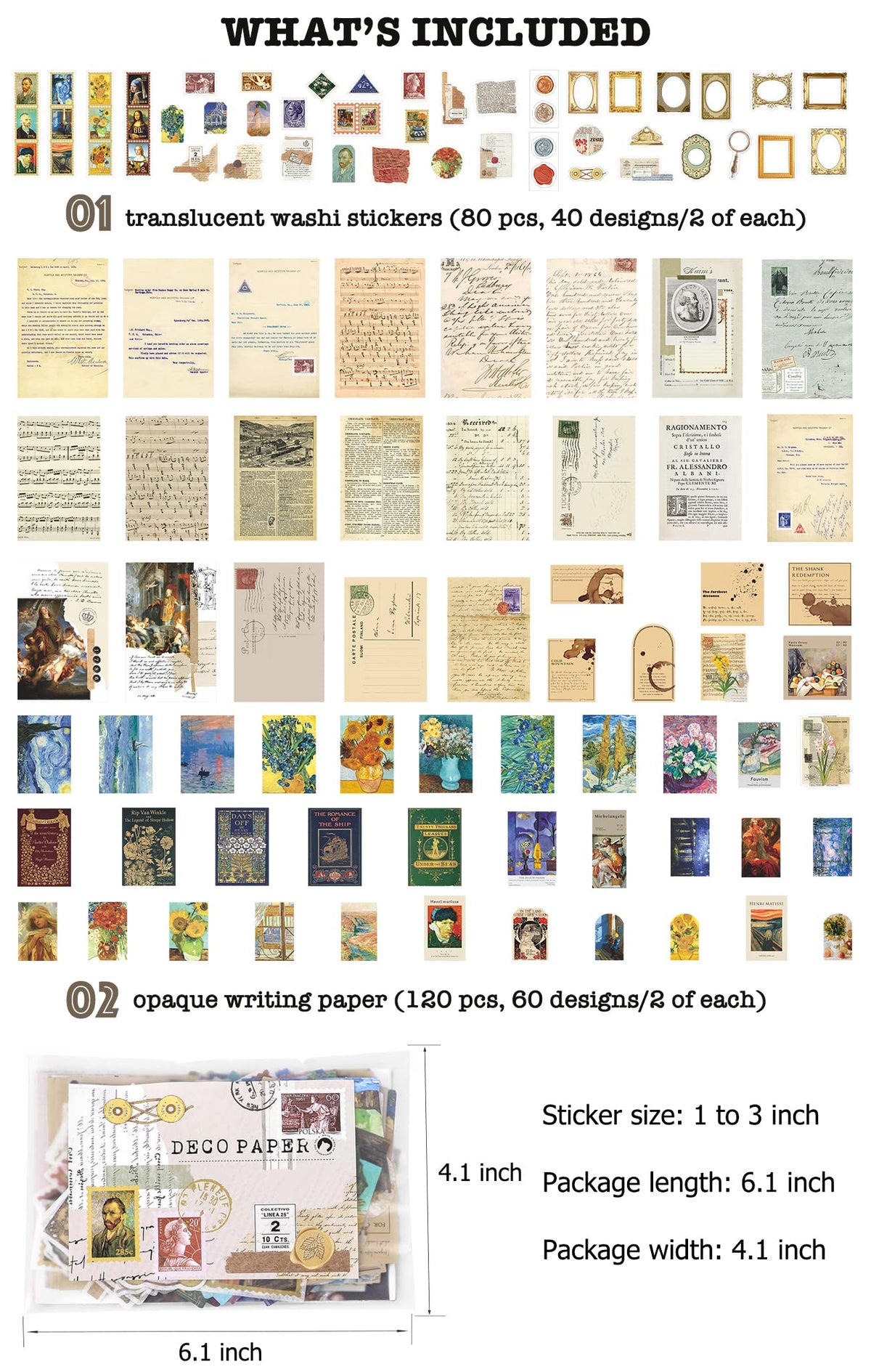 HASTHIP Vintage Scrapbook Supplies Pack for Art Journaling and DIY Albums | 200 Paper and Sticker Ephemera Kit