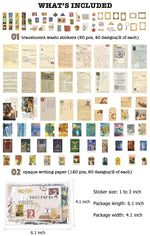 HASTHIP Vintage Scrapbook Supplies Pack for Art Journaling and DIY Albums | 200 Paper and Sticker Ephemera Kit