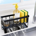 HASTHIP® Sponge Holder for Kitchen Sink, Stainless Steel Sink Caddy with Self Drain Tray, Rustproof Kitchen Sink Organizer Brush Caddy Sponge Rack for Kitchen Accessories, 23x10x12cm