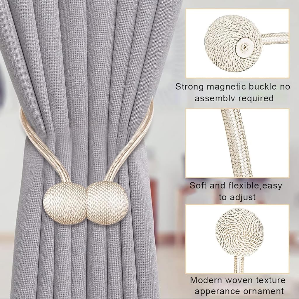 HASTHIP® 10Pack Magnetic Curtain Tiebacks Curtain Tiebacks Buckles Holdbacks Holders Hooks Clip for Home Outdoor Bedroom Office Decorative Curtain, Beige