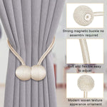HASTHIP Magnetic Curtain Tiebacks for Home and Office featuring 40cm Rope & 3.3cm Balls | Beige