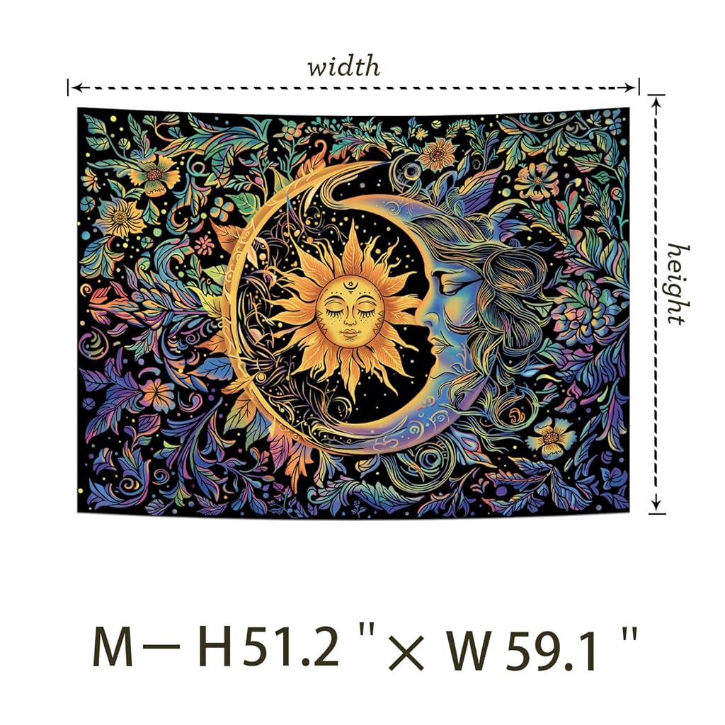 HASTHIP® Tapiz psicodélico de sol y luna