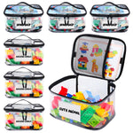 HASTHIP® 2Pcs Kids Soft Toy Storage Organizer with Handle & Zipper, 24x17x13cm PVC Utility Clear Home and Travel Organisers for Toys, Cosmetics, Building Blocks and Accessories - Large Size