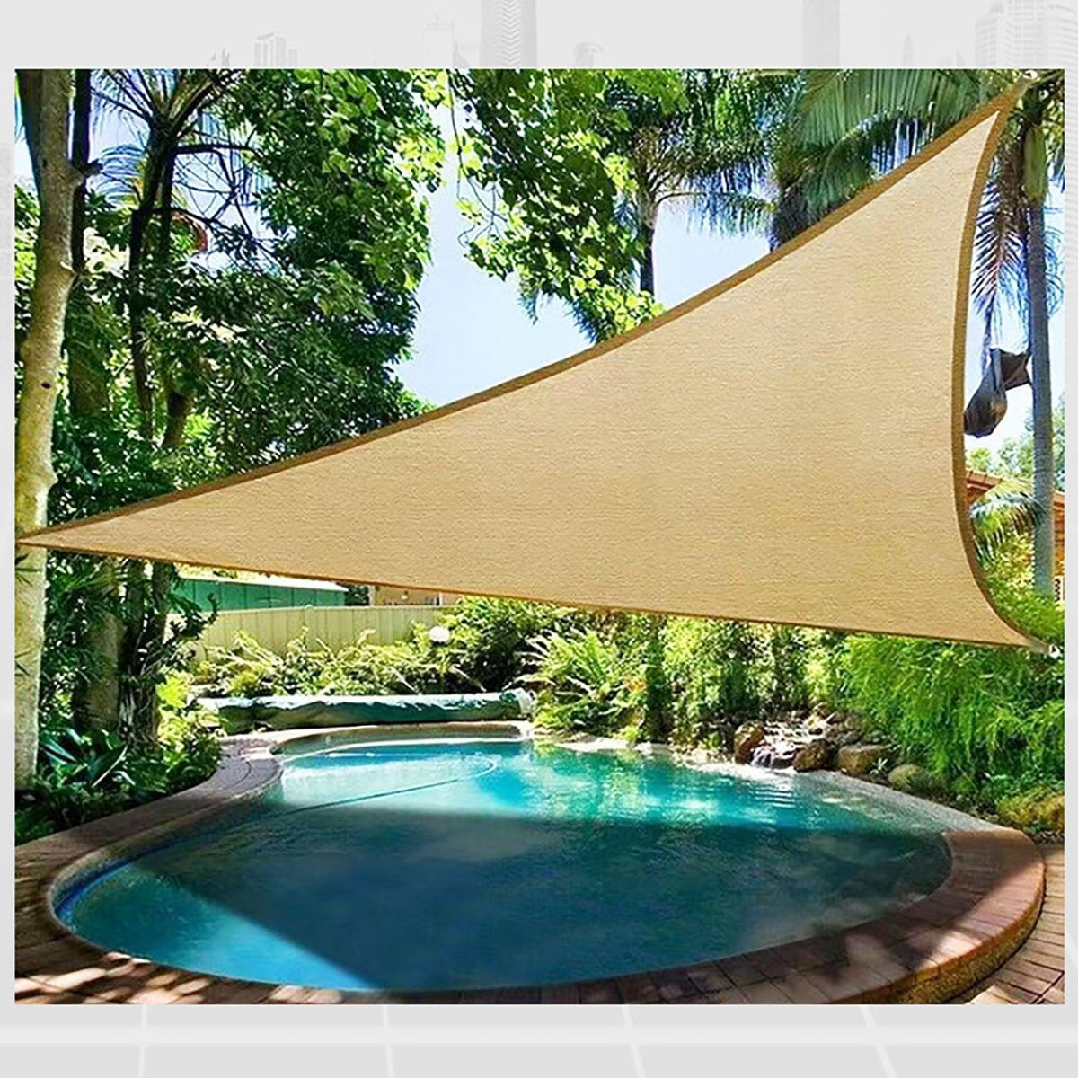 HASTHIP Sun Shade Sail for Backyard and Camping with 118 in Triangle Canopy & D Rings | Beige HDPE Outdoor Cover