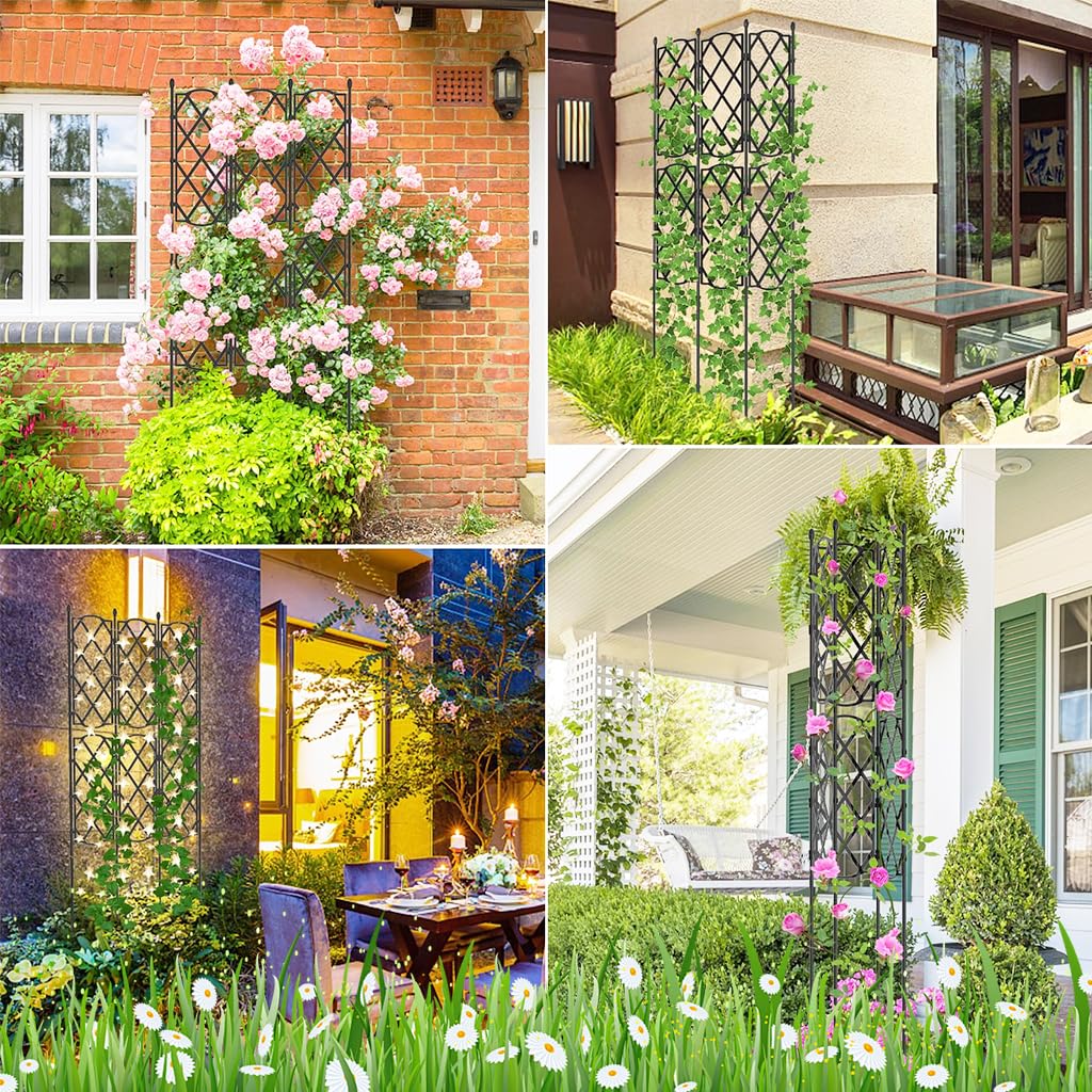 HASTHIP Garden Trellis for Climbing Plants with Interlocking 6pcs Design 46.5x90cm | PE & PP Resin Support for Vines and Roses