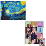 HASTHIP® 5D DIY Diamond Painting Kit Combo for Adults, The Starry Night Van Gogh & Fashion Outline Art, Rhinestone Shine, Wall Decor, Crafts, Journaling, Scrapbooking, 30x40cm & 11.8x15.7in