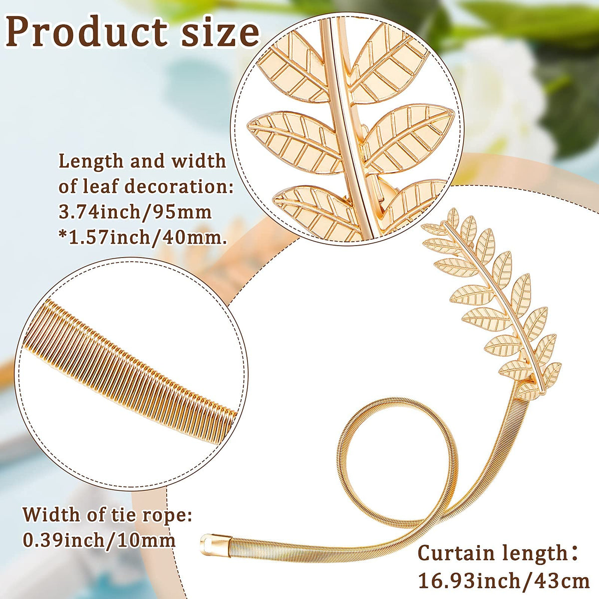 HASTHIP Curtain Tiebacks 2 Pack for Living Room and Bedroom featuring Adjustable Alloy Straps in Gold