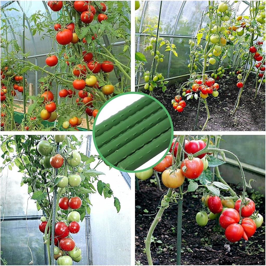 HASTHIP Plant Support Stakes for Climbing Plants featuring 120cm x 8mm Steel Core | Green Rust‑Resistant Rods