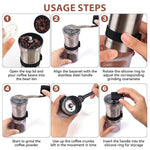 HASTHIP® Manual Coffee Bean Grinder Stainless Steel Burr Hand Coffee Grinder Hand Crank Coffee Mill Adjustable Grind Settings Portable Coffee Grinder 25g Coffee