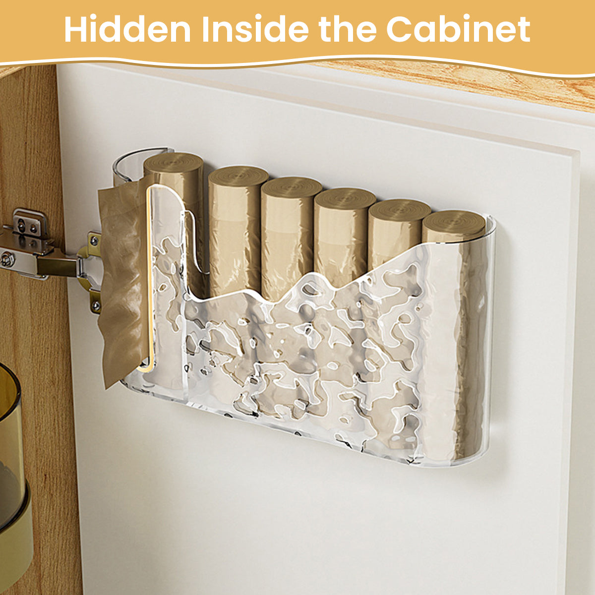 HASTHIP® Trash Bag Dispenser, Trash Bag Holder Wall Mount, Hanging Garbage Bag Dispenser, Trash Bag Roll Holder for Plastic Bags Countertop, Home Decor Under Kitchen Sink Organization