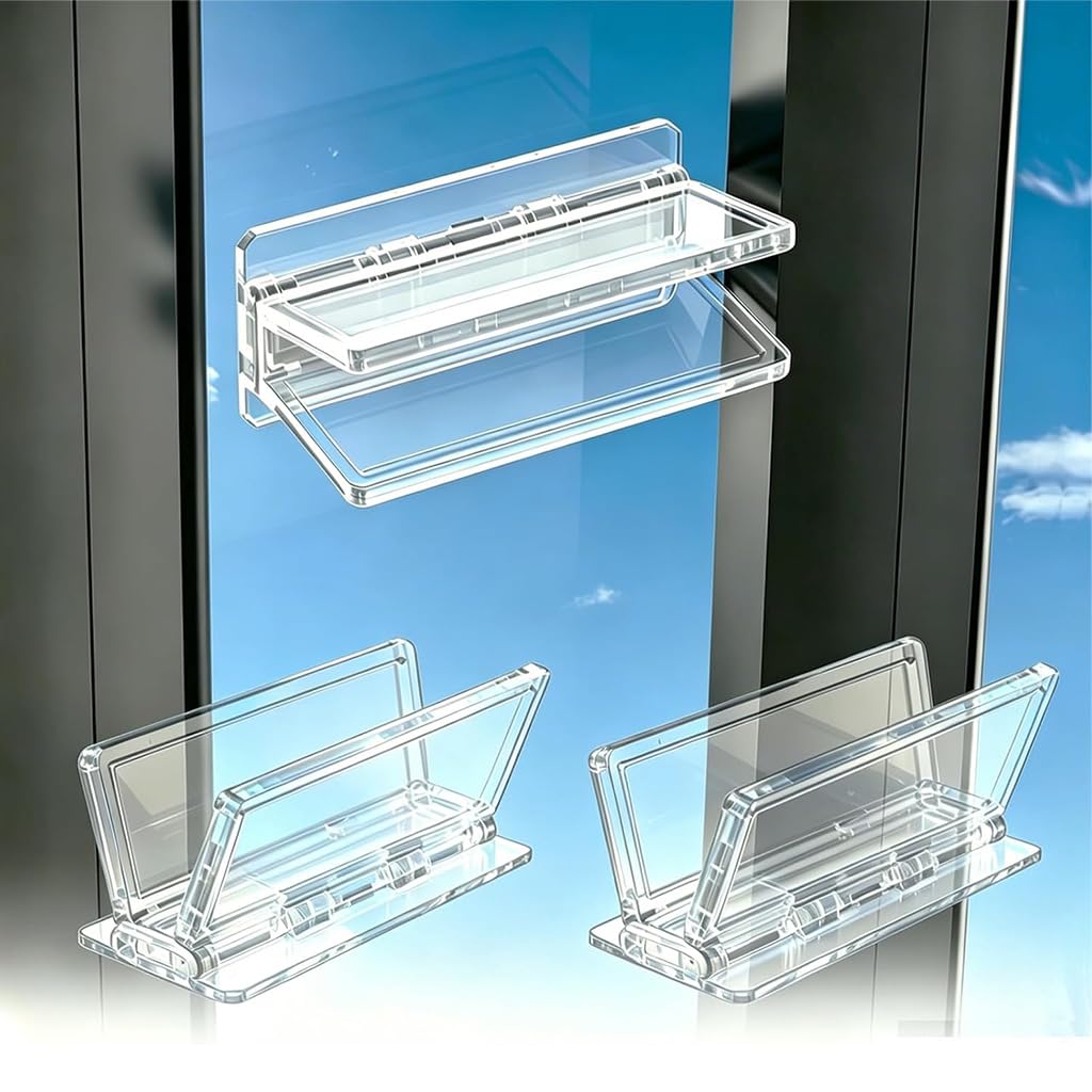 HASTHIP Transparent Sliding Glass Door Locks, 2 Pack, Tool-Free Child Safety for Windows and Cabinets