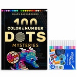 HASTHIP Mystery Color by Number Coloring Book with 100 Patterns and 24 Markers and Ink-Resistant Paper