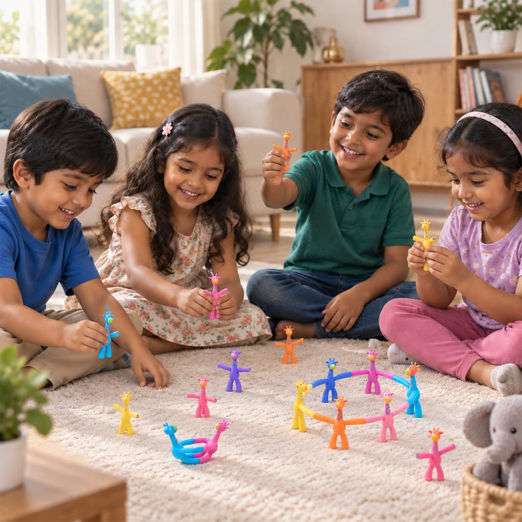 HASTHIP 10-Piece Giraffe Magnet Figures with Bendable Limbs for Fridges and Whiteboards