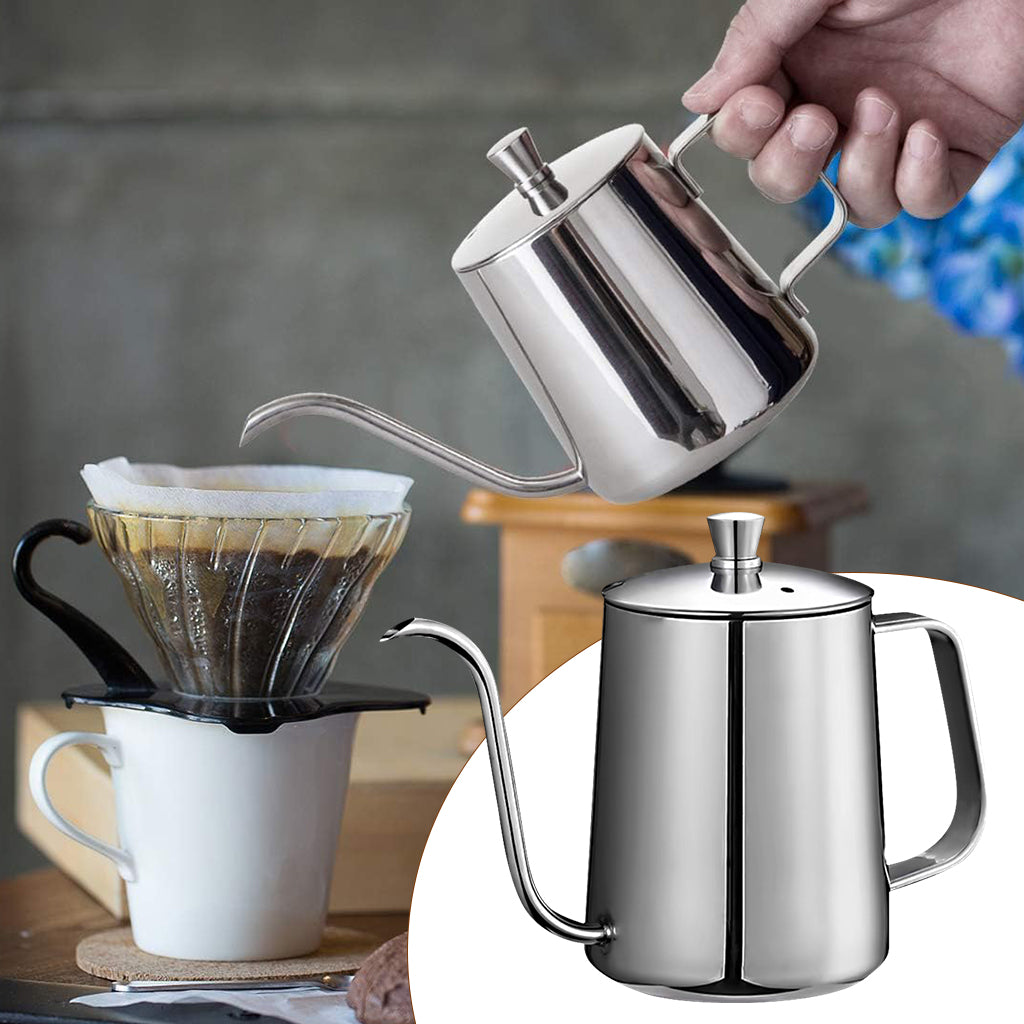 HASTHIP® Pour Over Coffee Gooseneck Water Kettle with Lid 350ml Stainless Steel Coffee Pot Gooseneck Kettle Hand Drip Kettle Pour Over Coffee