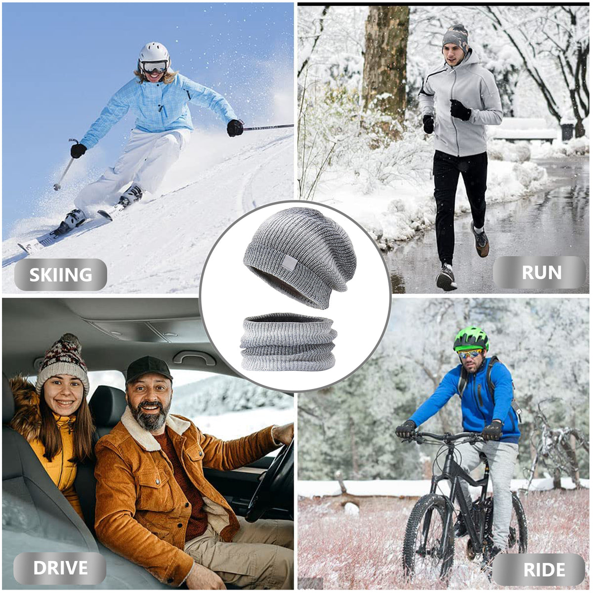 HASTHIP® Winter Caps for Women, Fleece Lined Women's Beanie Cap Hat with Neck Scarf,