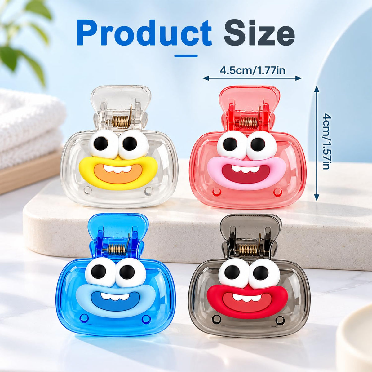 HASTHIP Cartoon Toothbrush Head Covers, 4-Pack Ventilated Clip-On Travel Protectors