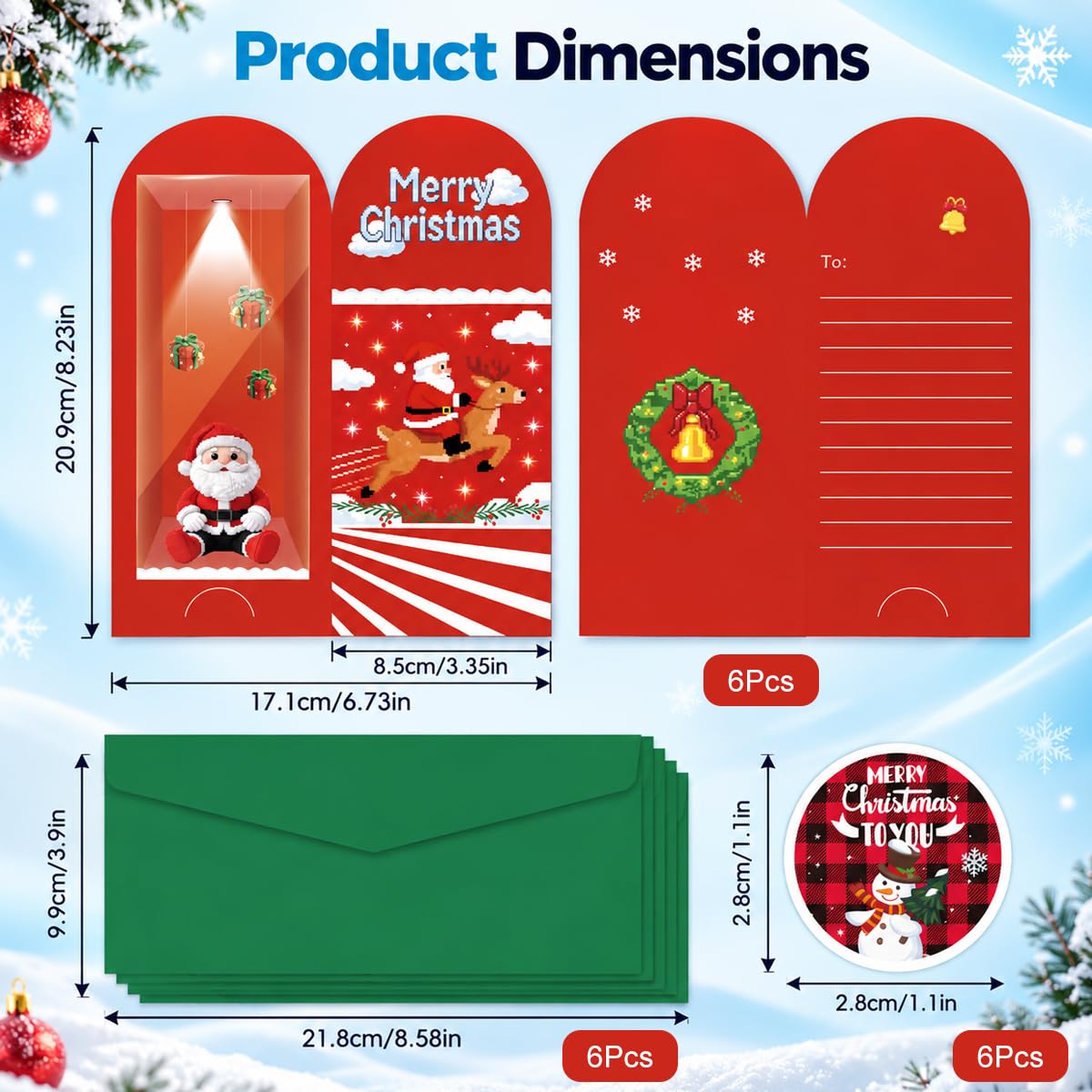 HASTHIP 13-Piece Christmas Money Wallet Set with 6 Designs, Envelopes and Stickers