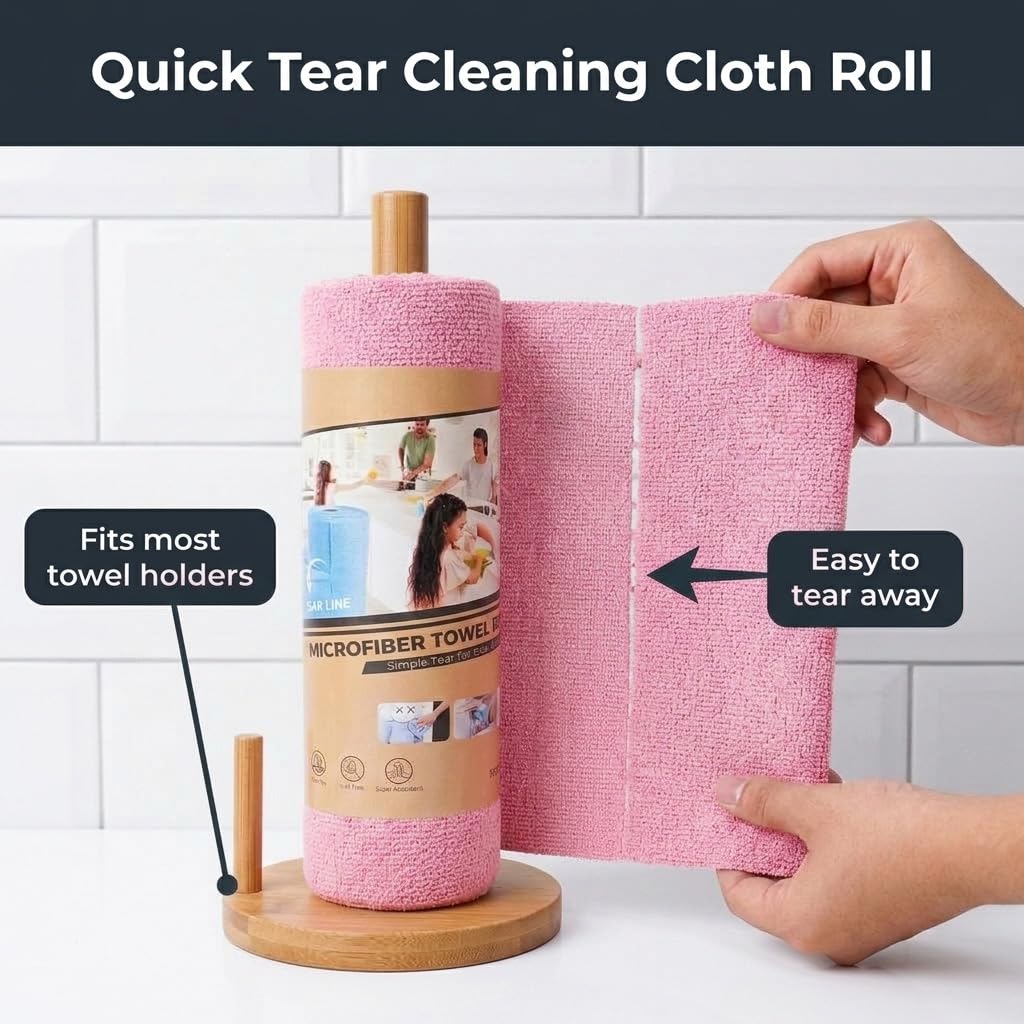 HASTHIP 20-Pack Microfiber Cleaning Cloth Roll, Reusable Tear-Away Towels, 25*25cm