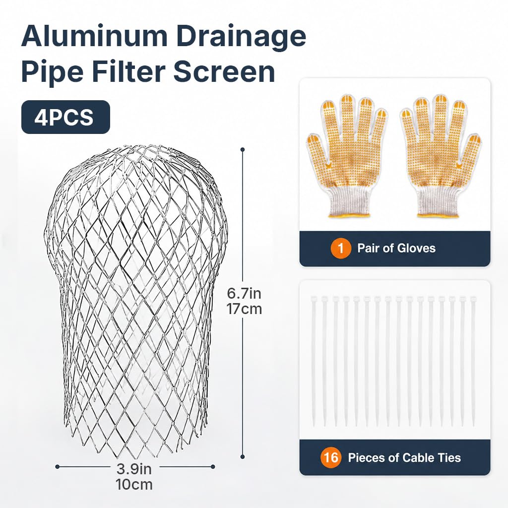 HASTHIP Expandable Aluminum Gutter Guard Strainers for 2 to 4 Inch Residential Downspouts