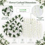 HASTHIP White Artificial Wisteria Garland, 2,5 m with 10 Silk Flower Strands for Wedding Decor
