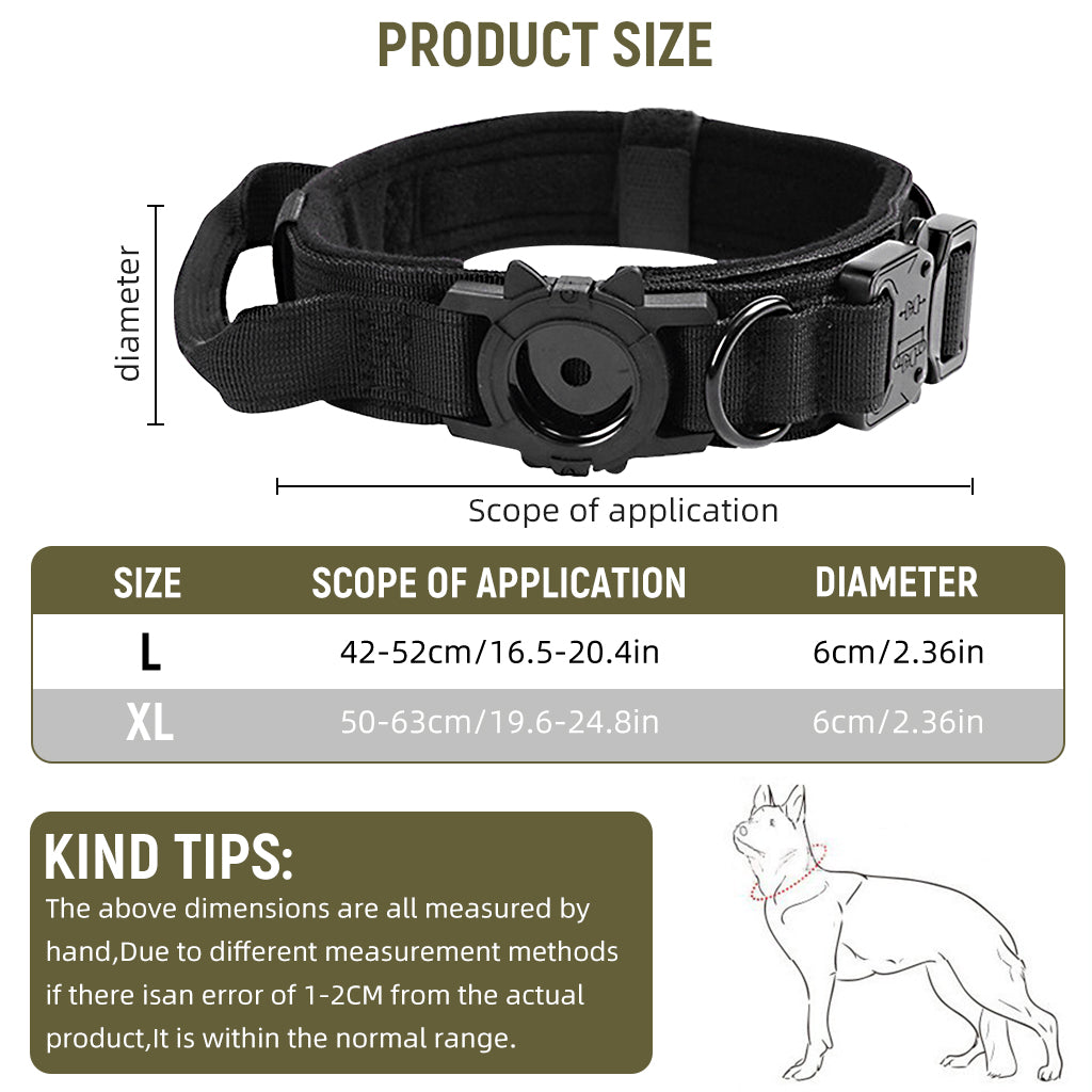 HASTHIP® Tactical AirTag Dog Collar, Heavy Duty Dog Collar, Adjustable GPS