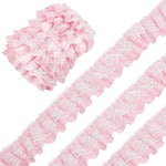 HASTHIP Pleated Chiffon Lace Trim, Double-Layer Tulle Ribbon, 5.5cm Wide for Sewing Crafts